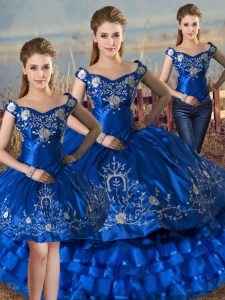 Eye-catching Sleeveless Embroidery and Ruffled Layers Lace Up Quinceanera Dresses