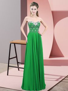  Sweetheart Sleeveless Zipper Prom Dress Green Chiffon