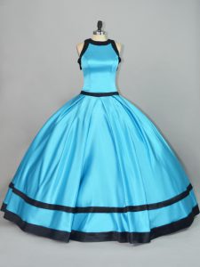  Satin Sleeveless Floor Length Quinceanera Gowns and Ruching