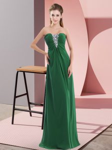 Cute Empire Prom Party Dress Green Sweetheart Chiffon Sleeveless Floor Length Zipper