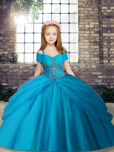  Sleeveless Lace Up Floor Length Beading Pageant Gowns For Girls
