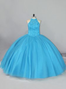 Captivating Tulle Sleeveless Quinceanera Dress Brush Train and Beading and Lace