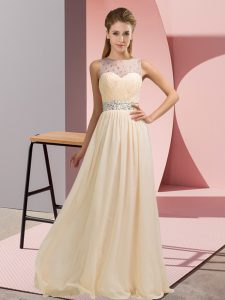 Colorful Floor Length Champagne Prom Dresses Scoop Sleeveless Backless