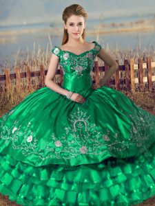 Sumptuous Green Sleeveless Organza Lace Up Quinceanera Gown for Sweet 16 and Quinceanera