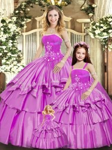 Fashion Sleeveless Lace Up Floor Length Beading and Ruffled Layers Quinceanera Dresses