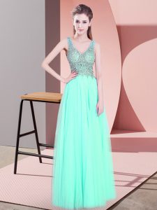 New Style Apple Green Sleeveless Tulle Zipper Prom Gown for Prom and Party