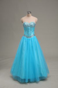  Sleeveless Lace Up Floor Length Beading Prom Party Dress