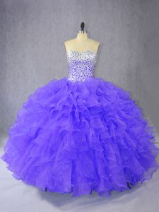 Enchanting Organza Sleeveless Floor Length Quinceanera Gown and Ruffles