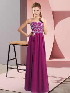 Great Fuchsia Sweetheart Lace Up Beading Prom Dresses Sleeveless