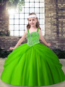 Enchanting Floor Length Little Girls Pageant Gowns Straps Sleeveless Lace Up