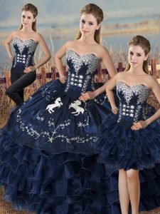  Satin and Organza Sleeveless High Low Quinceanera Dresses and Embroidery and Ruffles