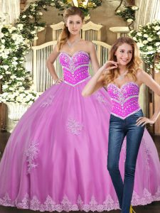Eye-catching Lilac Sleeveless Tulle Lace Up Sweet 16 Dress for Sweet 16 and Quinceanera