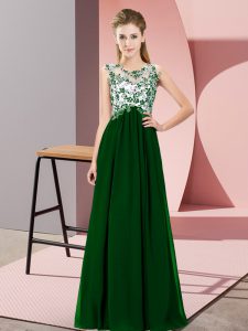 Excellent Dark Green Zipper Quinceanera Court Dresses Beading and Appliques Sleeveless Floor Length