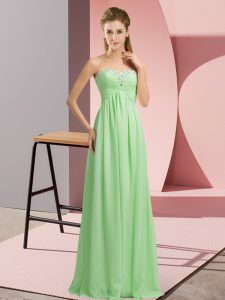 Fabulous Floor Length Empire Sleeveless Apple Green Prom Party Dress Lace Up