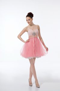 Nice Mini Length Baby Pink Homecoming Dress Sweetheart Sleeveless Zipper