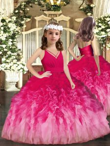 Amazing Multi-color Sleeveless Ruffles Floor Length Little Girls Pageant Dress