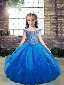 Stylish Sleeveless Lace Up Floor Length Beading Little Girls Pageant Dress Wholesale