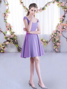  Mini Length Zipper Quinceanera Court of Honor Dress Lavender for Wedding Party with Ruching