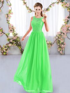  Sleeveless Floor Length Lace Zipper Quinceanera Court Dresses with 