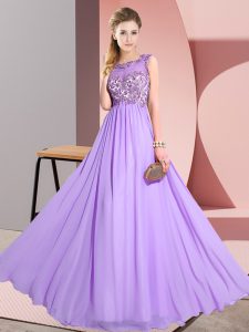  Lavender Scoop Backless Beading and Appliques Quinceanera Court Dresses Sleeveless