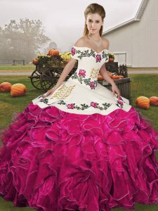 Vintage Sleeveless Embroidery and Ruffles Lace Up 15 Quinceanera Dress