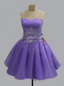  Mini Length Lavender Prom Party Dress Sweetheart Sleeveless Lace Up