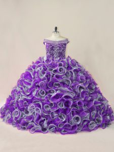 Chic Multi-color Quinceanera Gowns Sweet 16 and Quinceanera with Beading and Ruffles Off The Shoulder Sleeveless Lace Up