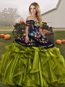 Floor Length Ball Gowns Sleeveless Olive Green Quinceanera Dress Lace Up