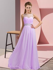 Modest Floor Length Empire Sleeveless Lavender Prom Gown Backless