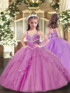 Graceful Sleeveless Beading and Ruffles Lace Up Little Girls Pageant Dress Wholesale