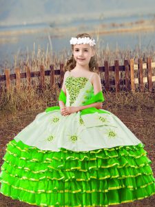  Straps Sleeveless Lace Up Pageant Gowns For Girls Organza