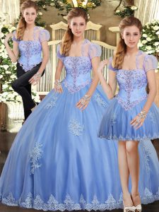  Sleeveless Beading and Appliques Lace Up Quinceanera Gowns