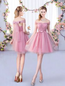  Pink Sleeveless Belt Mini Length Court Dresses for Sweet 16