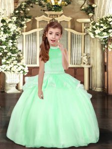  Apple Green Halter Top Backless Beading Little Girls Pageant Dress Wholesale Sleeveless