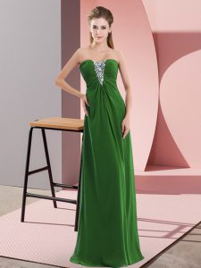Customized Empire Homecoming Dress Green Sweetheart Chiffon Sleeveless Floor Length Zipper