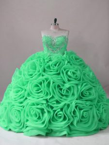 Fabulous Sleeveless Beading and Ruffles Lace Up 15 Quinceanera Dress with Brush Train
