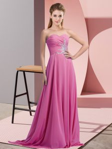 Sumptuous Lilac Sleeveless Beading Prom Dress