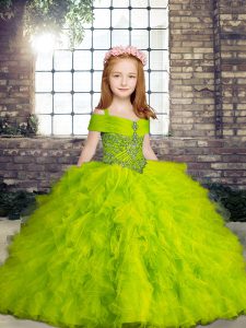 On Sale Sleeveless Tulle Lace Up Little Girl Pageant Dress for Party and Wedding Party