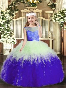 Floor Length Ball Gowns Sleeveless Multi-color Child Pageant Dress Backless