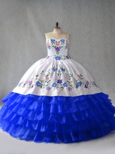 Glamorous Sweetheart Sleeveless Lace Up 15 Quinceanera Dress Royal Blue Organza