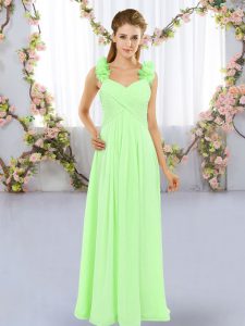 Nice Lace Up Straps Hand Made Flower Quinceanera Court of Honor Dress Chiffon Sleeveless