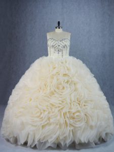 Dynamic Sleeveless Brush Train Lace Up Beading and Ruffles Quinceanera Gowns