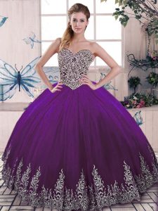  Sleeveless Beading and Embroidery Lace Up 15th Birthday Dress