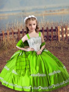  Floor Length Lace Up Pageant Gowns For Girls for Wedding Party with Beading and Embroidery