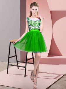 Popular Mini Length Zipper Court Dresses for Sweet 16 Green for Wedding Party with Lace