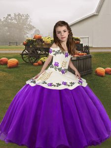 Hot Sale Sleeveless Embroidery Lace Up Kids Pageant Dress
