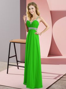 Gorgeous Floor Length Empire Sleeveless Green Prom Dresses Criss Cross