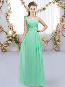 New Style Turquoise Sleeveless Floor Length Hand Made Flower Lace Up Vestidos de Damas