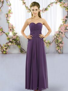 Perfect Empire Quinceanera Dama Dress Purple Sweetheart Chiffon Sleeveless Floor Length Lace Up