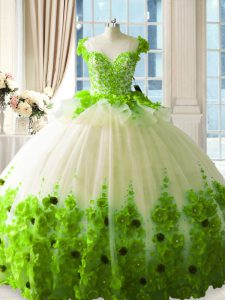 New Style Quinceanera Dress Sweet 16 and Quinceanera with Hand Made Flower Scoop Sleeveless Zipper